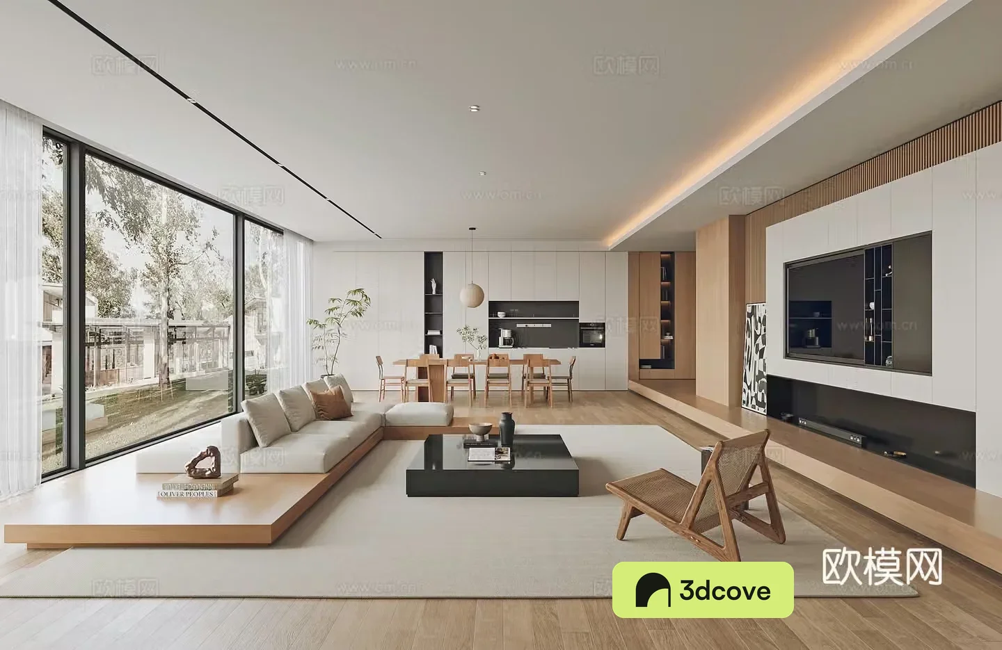 Modern living and dining room
