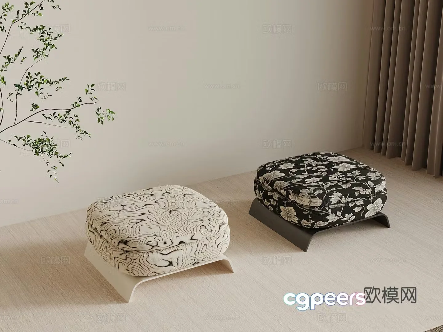 French medieval style shoe changing stool 3D model
