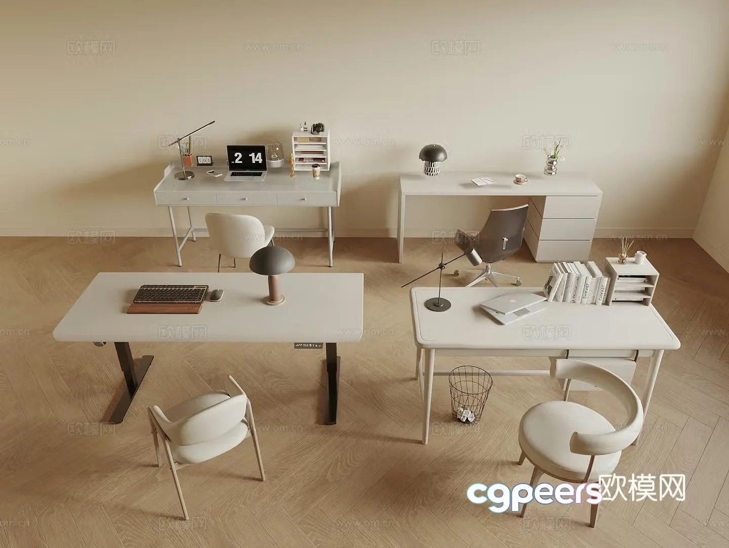 Modern desk chair computer desk 3d model