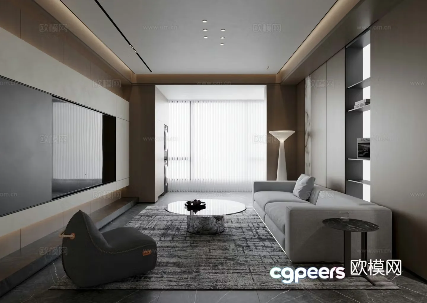 Modern living and dining room sofa coffee table carpet dining table 3d model
