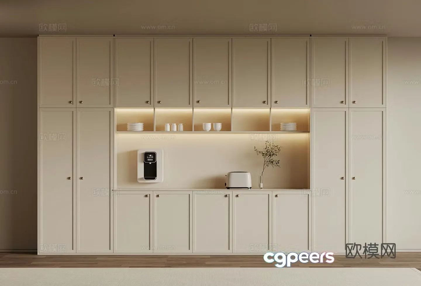 Medium creamy sideboard direct drinker 3D model
