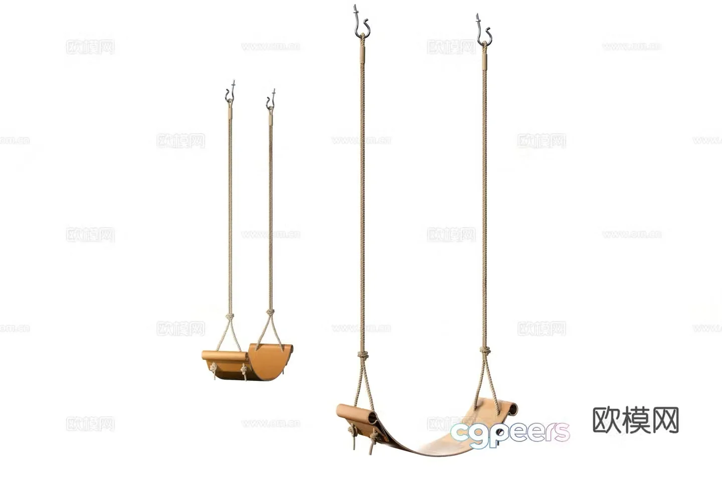 Modern Italian swing chair leather hemp rope swing chair hanging chair 3d model