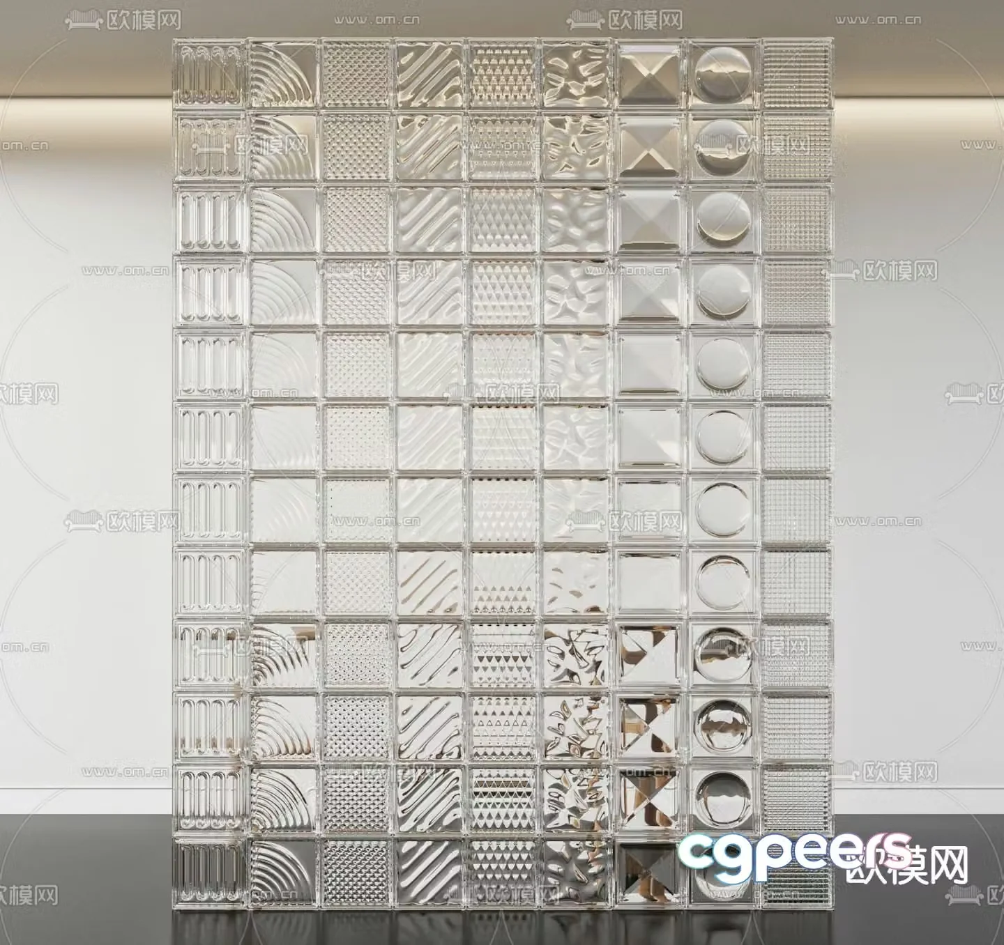glass brick partition 3d model
