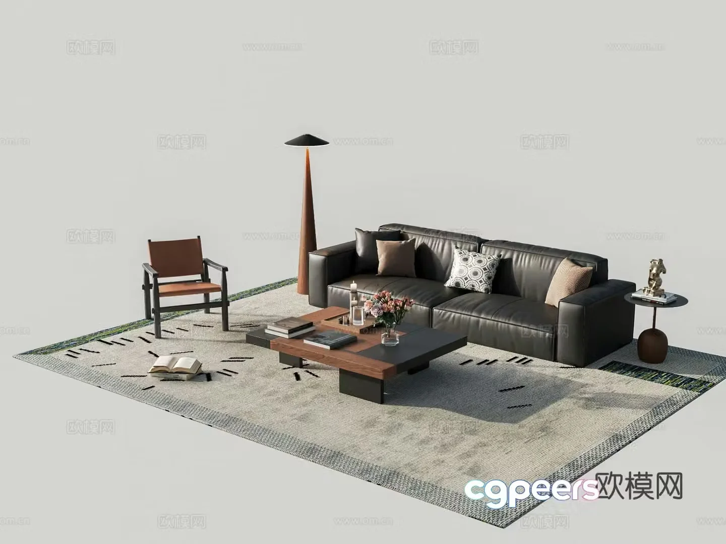 French sectional sofa 3d model