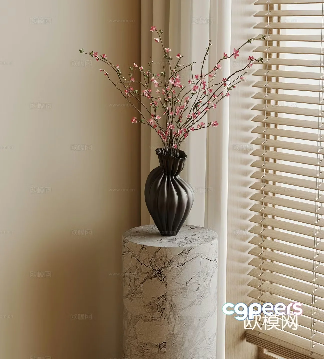 New Chinese style floor-standing vase ornament 3D model