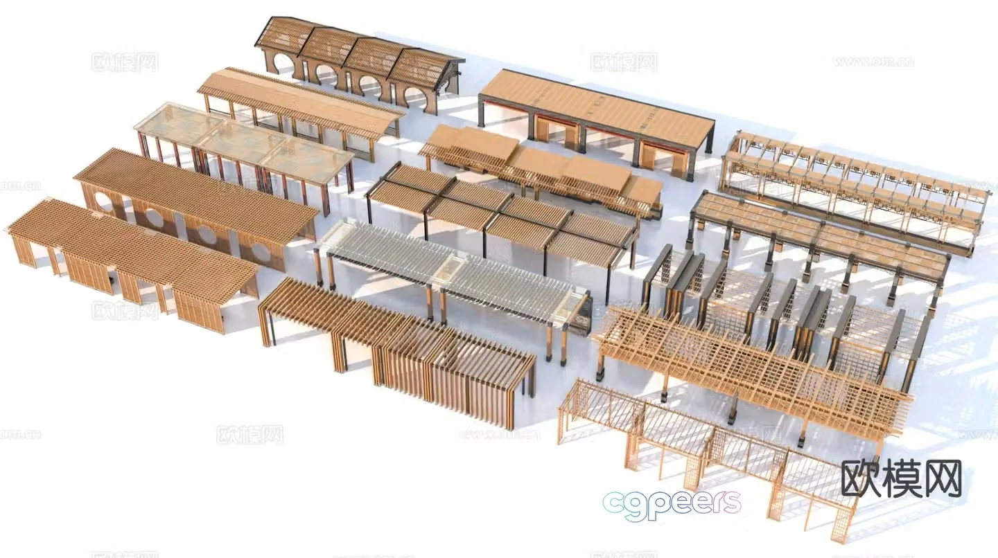 Modern outdoor gallery 3d model
