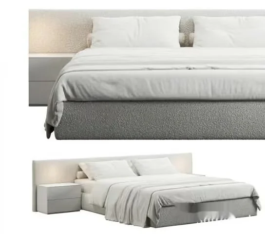 Cozy White Bed 3D Model – 21856 – VRAY Render