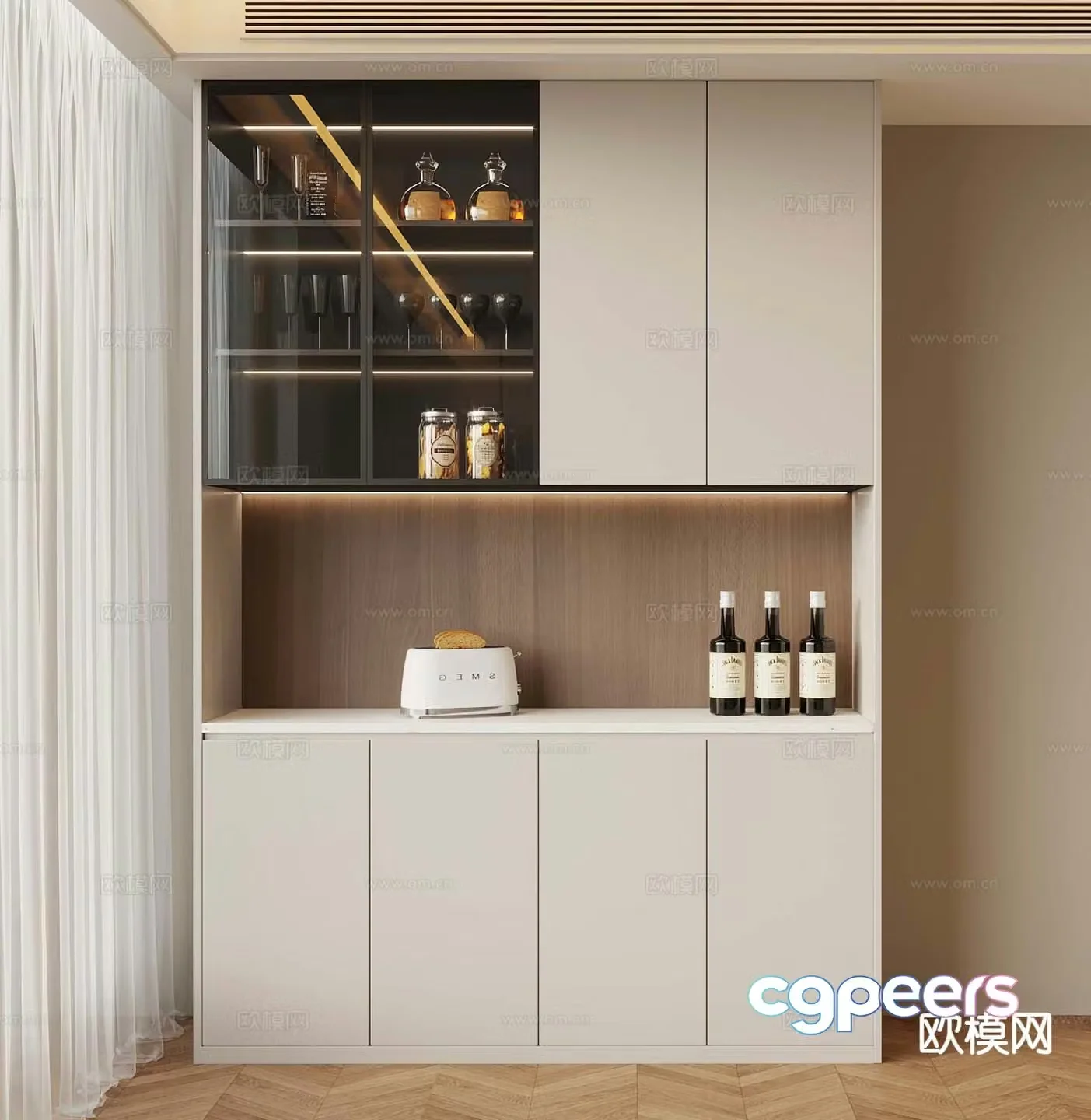 Modern wine cabinet sideboard 3d model
