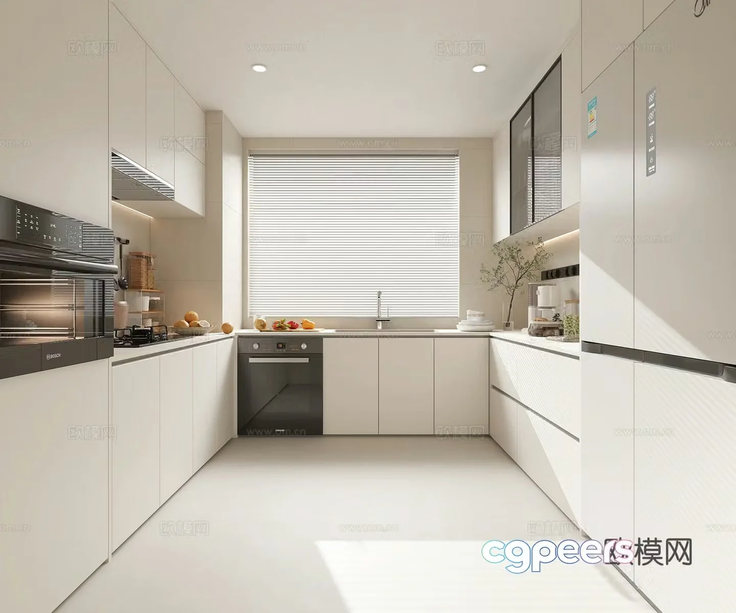 Modern minimalist kitchen 3d model