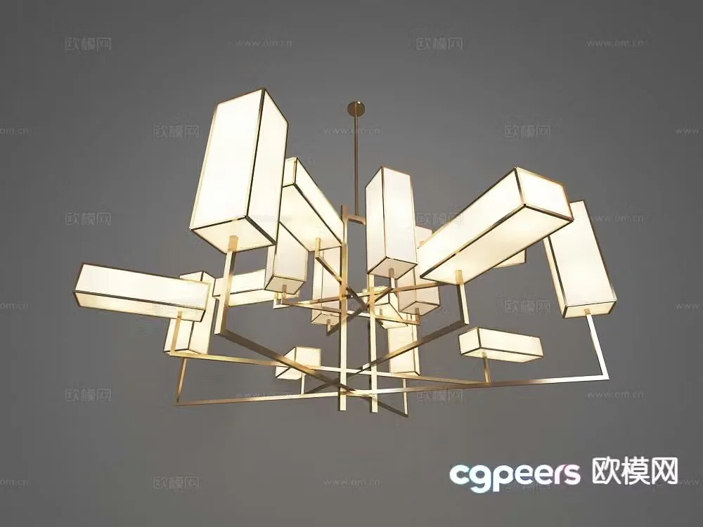 New Chinese style metal chandelier 3d model