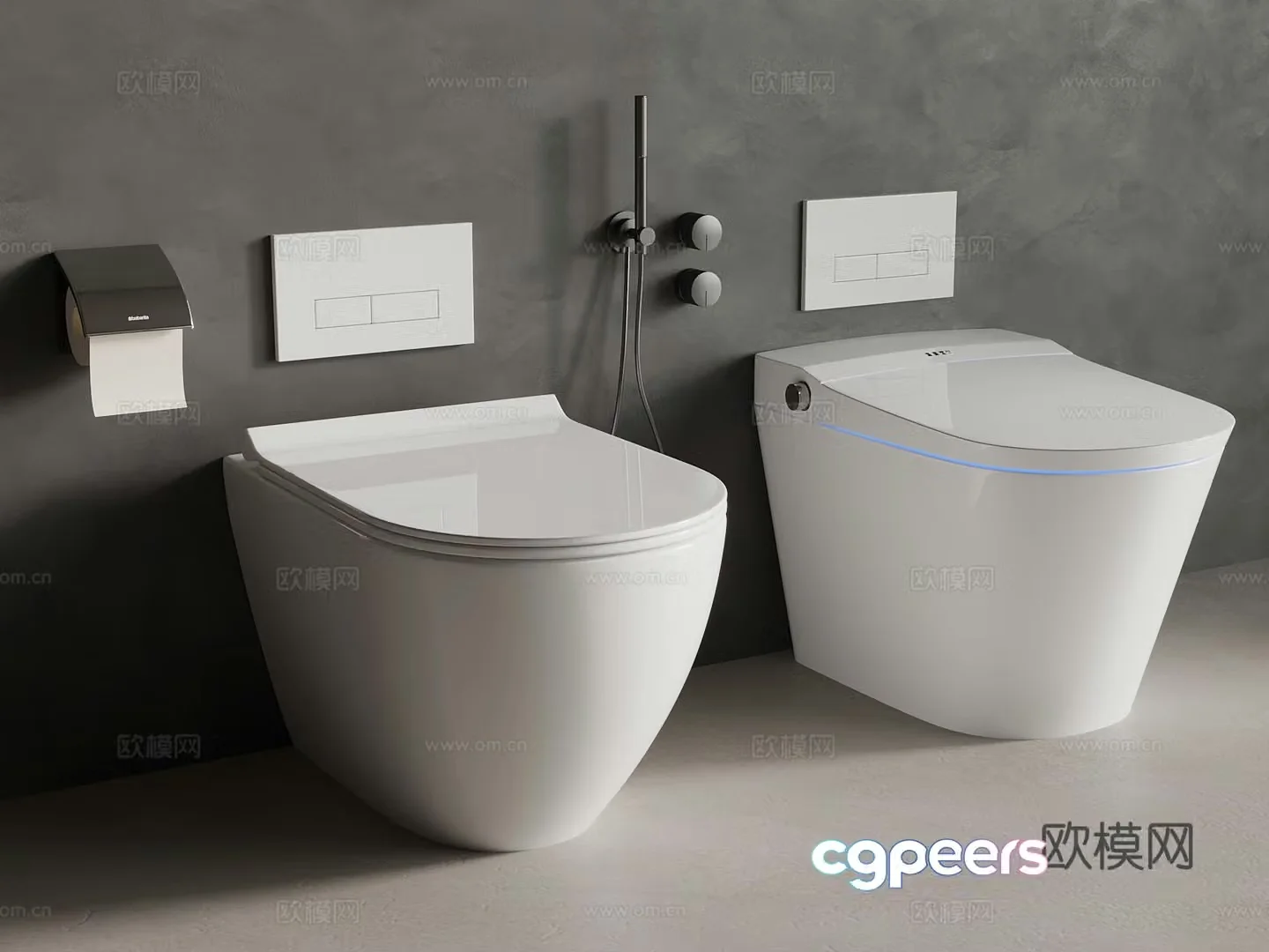 Toilet Modern smart toilet Bathroom small pieces 3D model