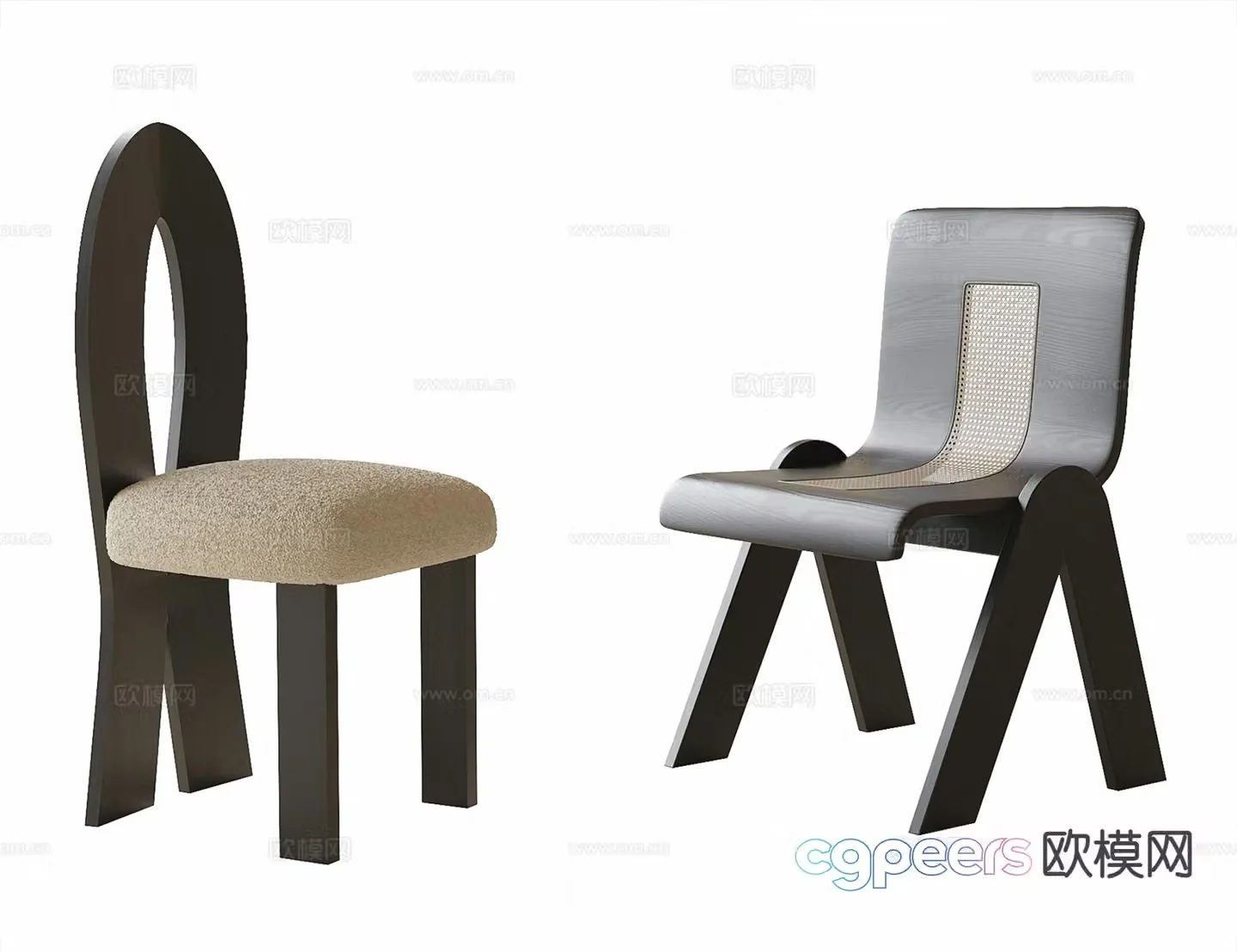 Medieval style single chair dining chair tea chair 3D model