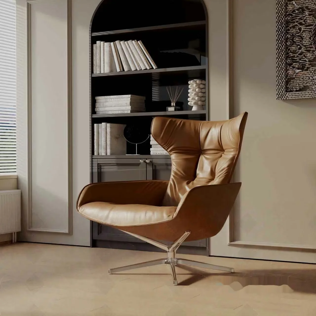 Modern Tan Leather Chair 3D Model – 17171 – VRAY Render