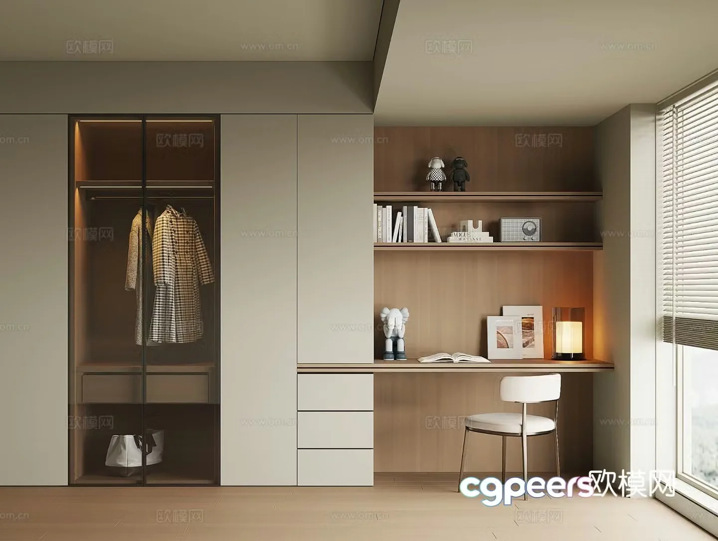 Modern desk integrated cabinet 3d model