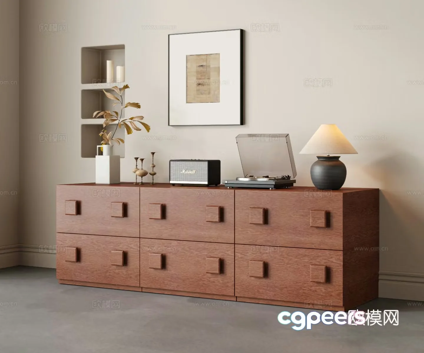 Wasabi Middle Style Porch Cabinet Side Cabinet TV Cabinet Carmen Cabinet Chest Cabinet Decoration Ornament 3D Model