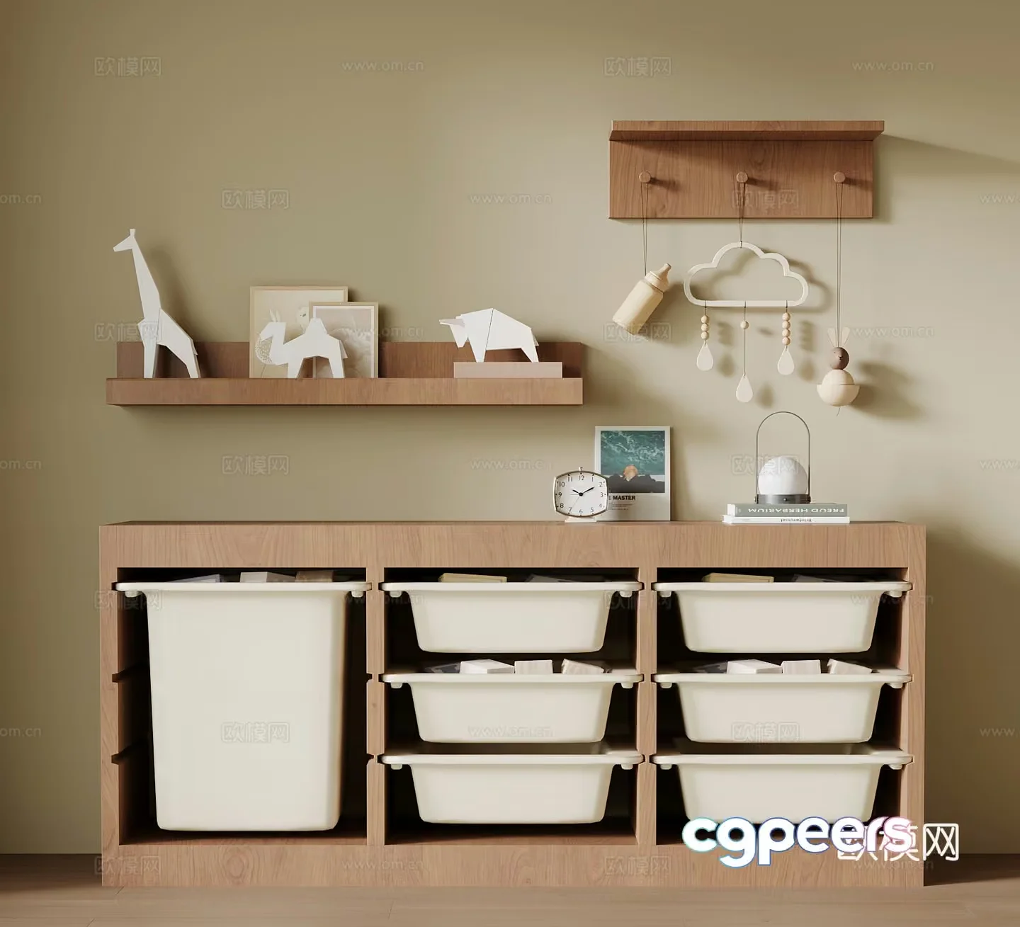 Wooden Storage Unit 3D Model – 11409 – VRAY Render