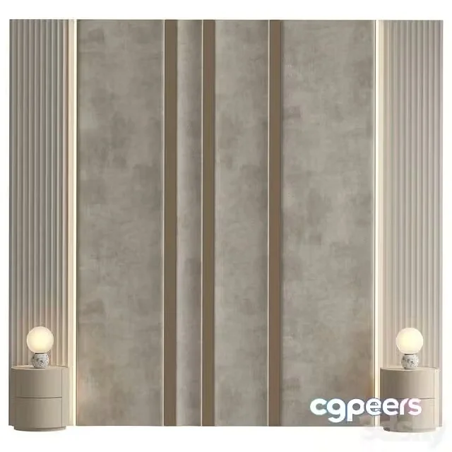 3ds Max Free – Headboard 3 (Soldar bedside tables and Creed table lamps by cornerdesign)