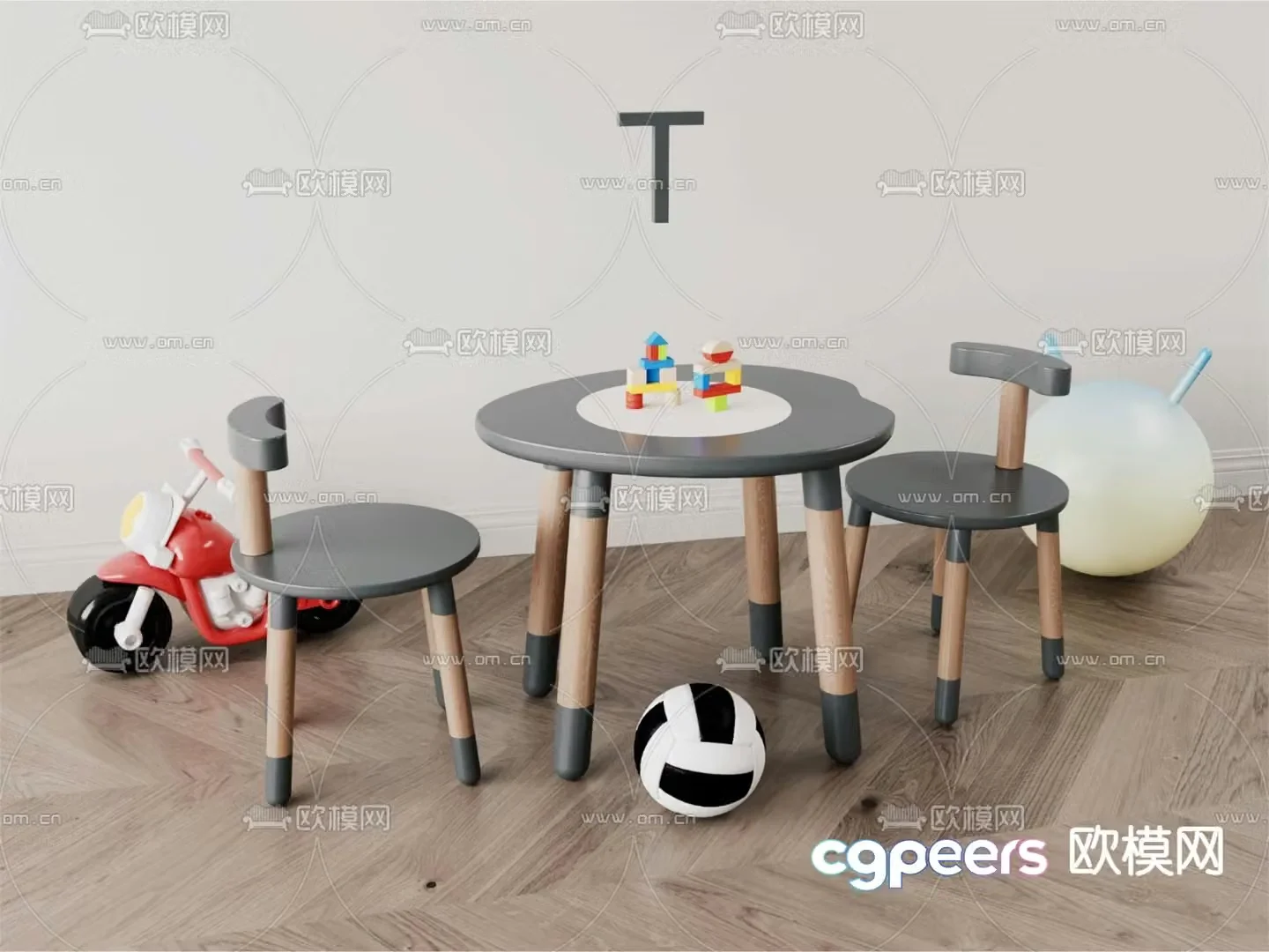 Children’s table and chair game table 3d model