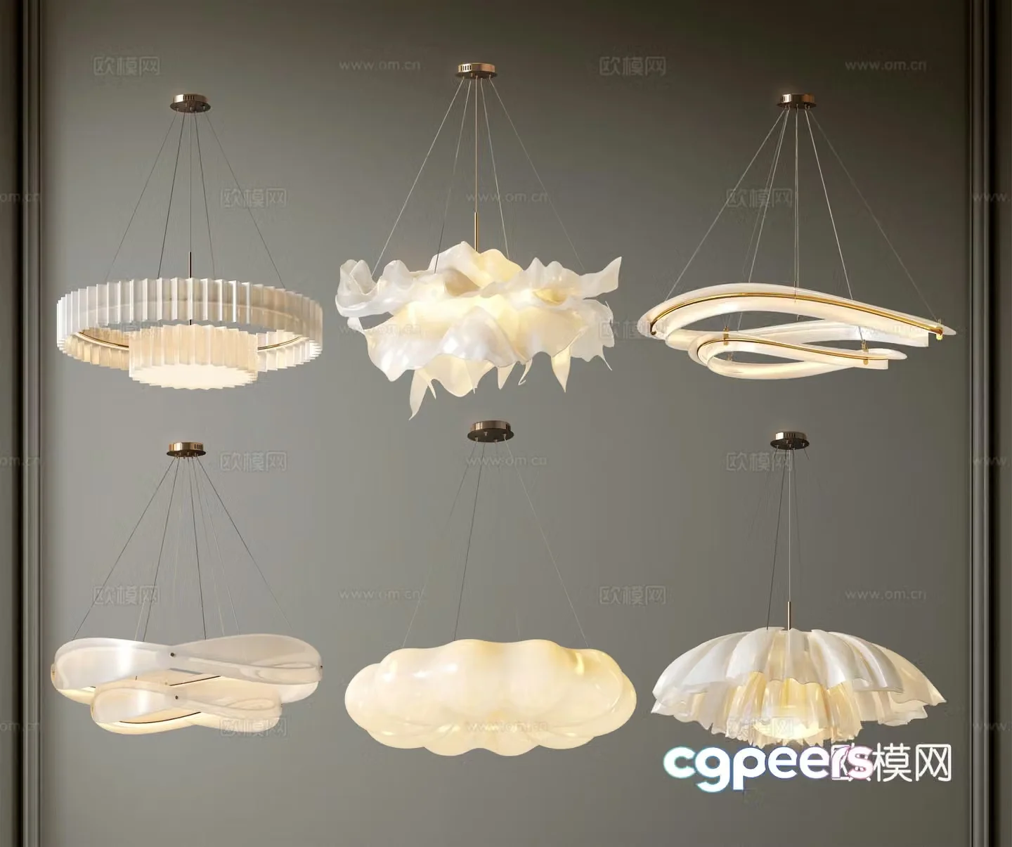 Modern cream style decorative lamp combination 3d model