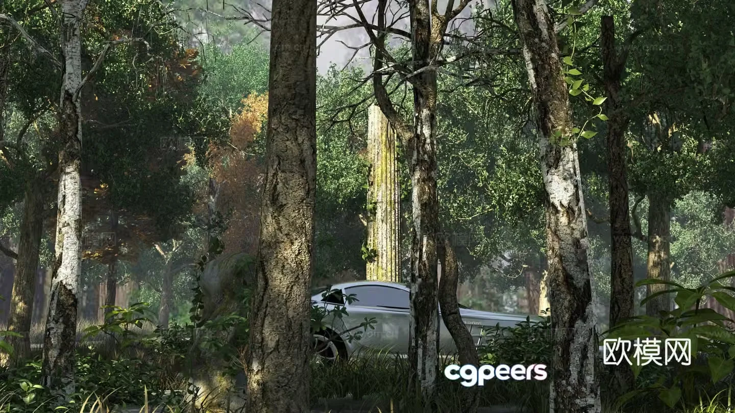 Modern forest park scene 3d model