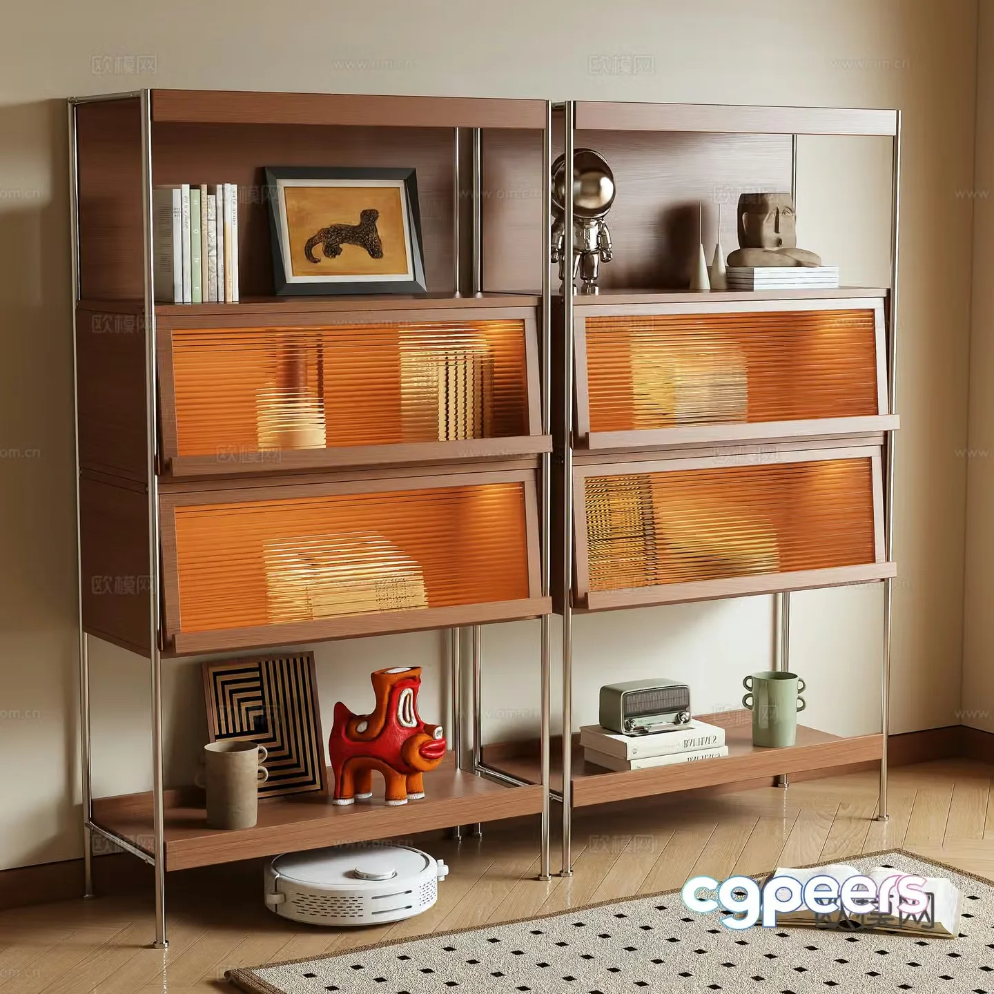 Log wind shelf bookshelf 3d model