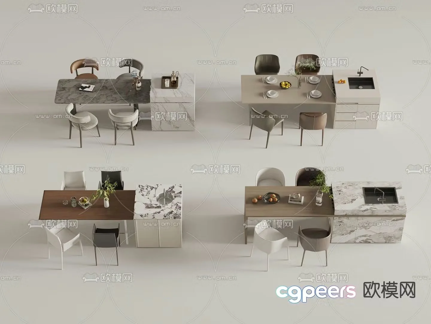 Nakajima dining table and chairs 3d model