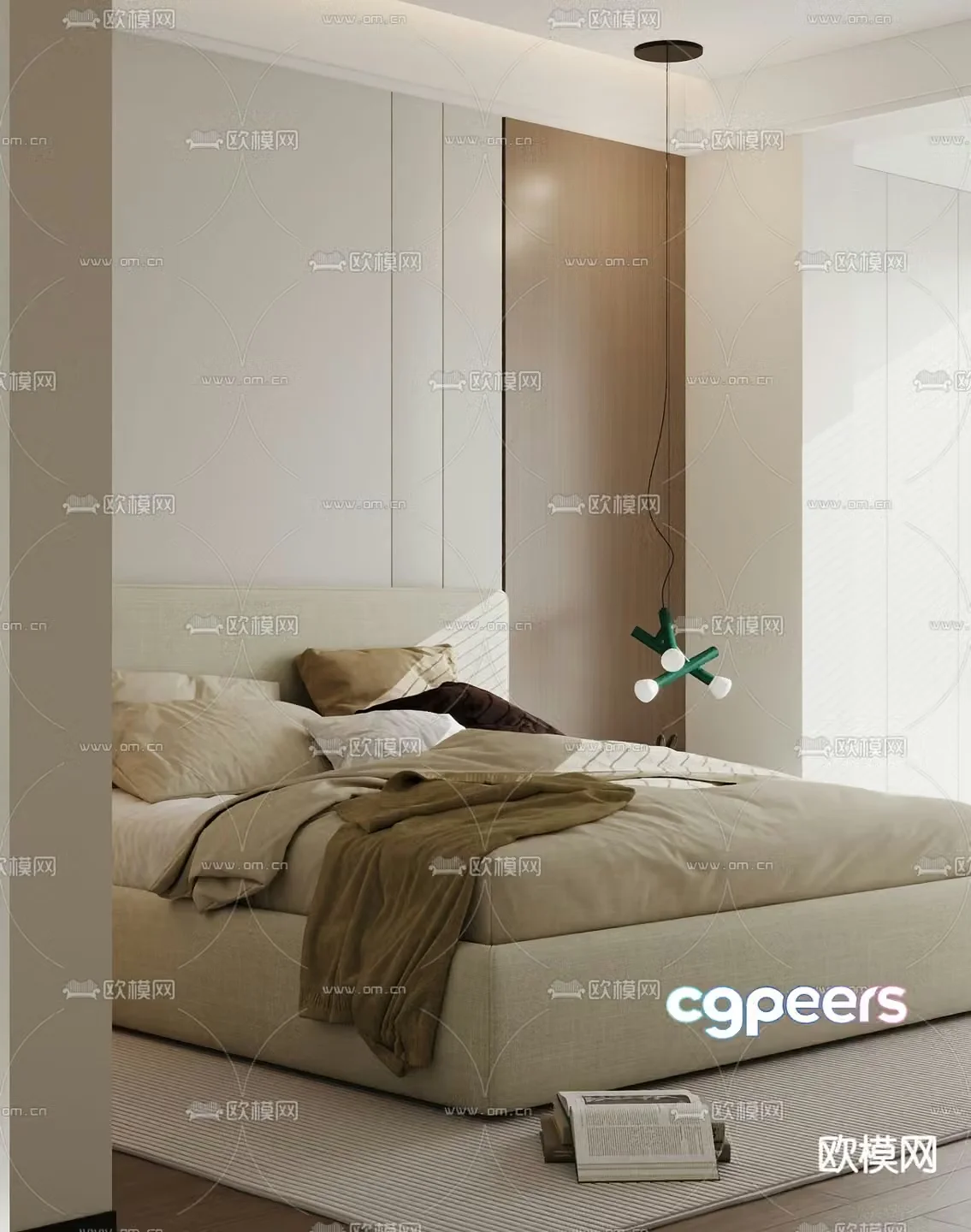Modern double bed 3d model