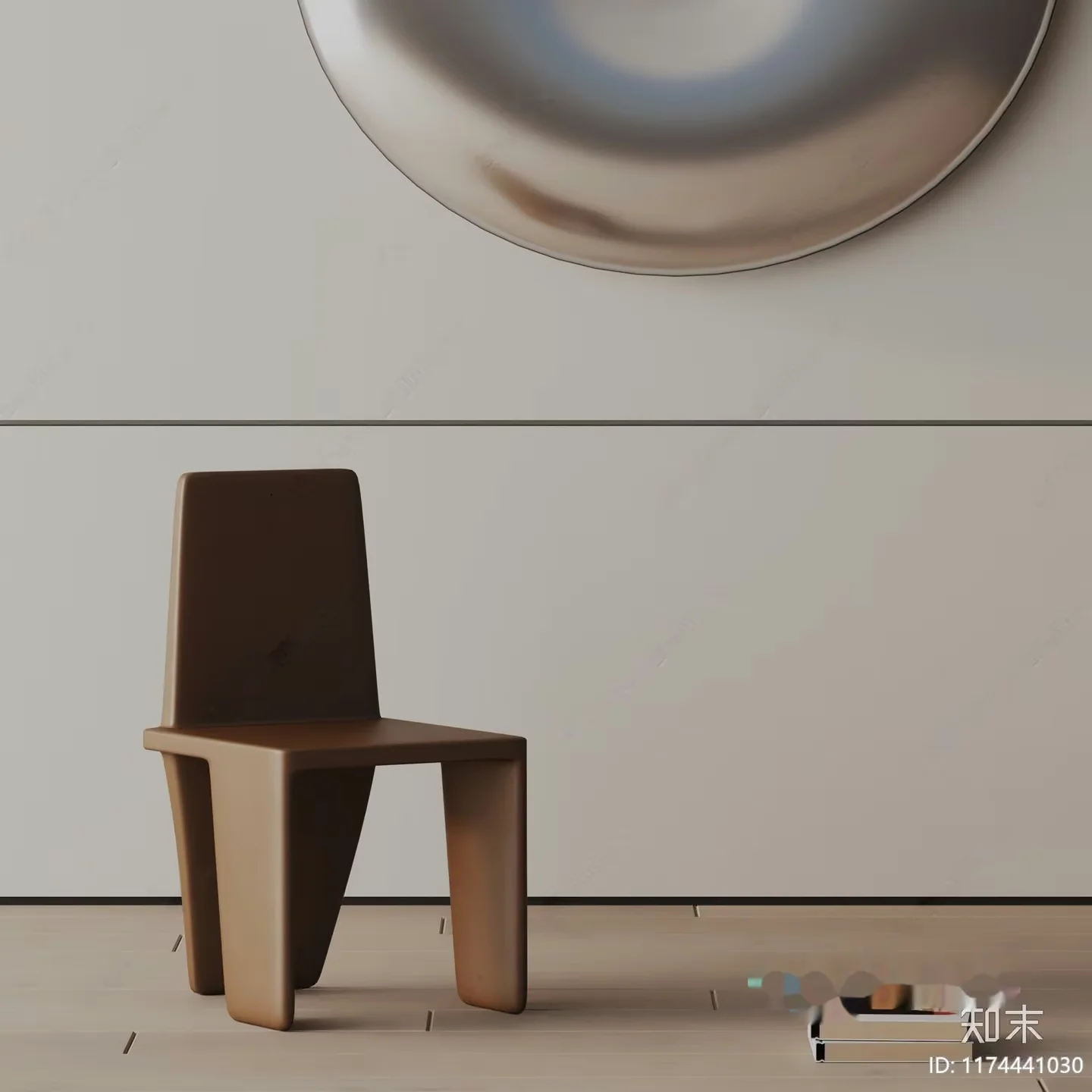 A Modern Minimalist Room With A Brown Chair 3D Model – 8161 – VRAY Render