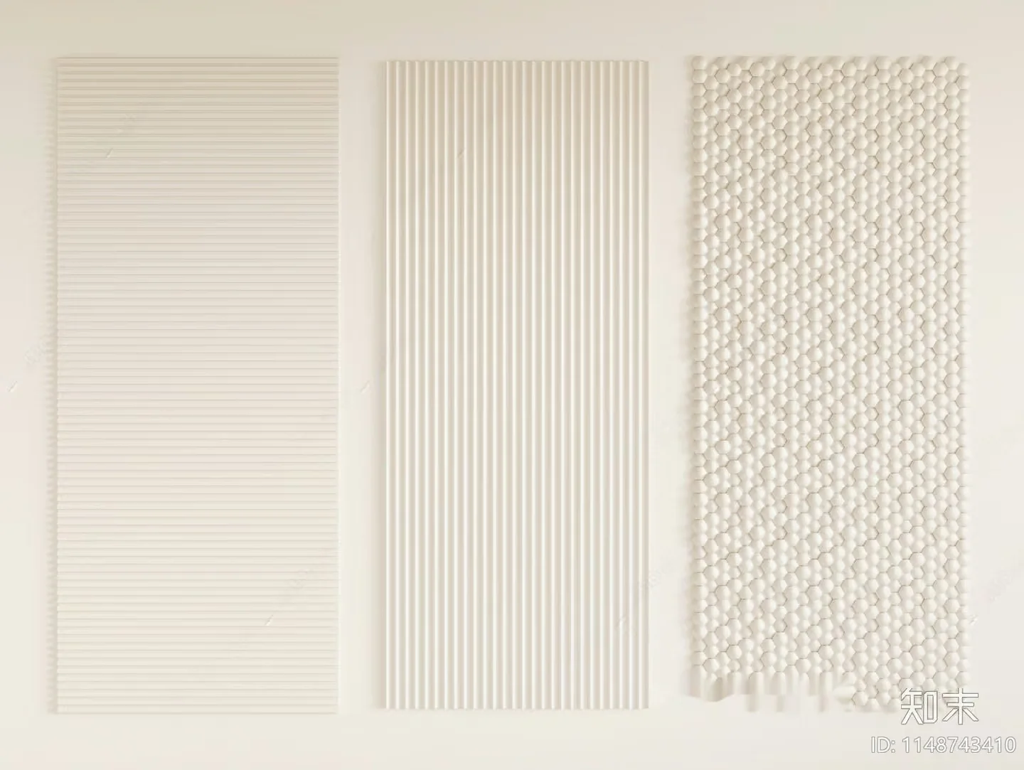 The Main Subject Is A White Wall With Three Different Patterns 3D Model – 13801 – CORONA Render