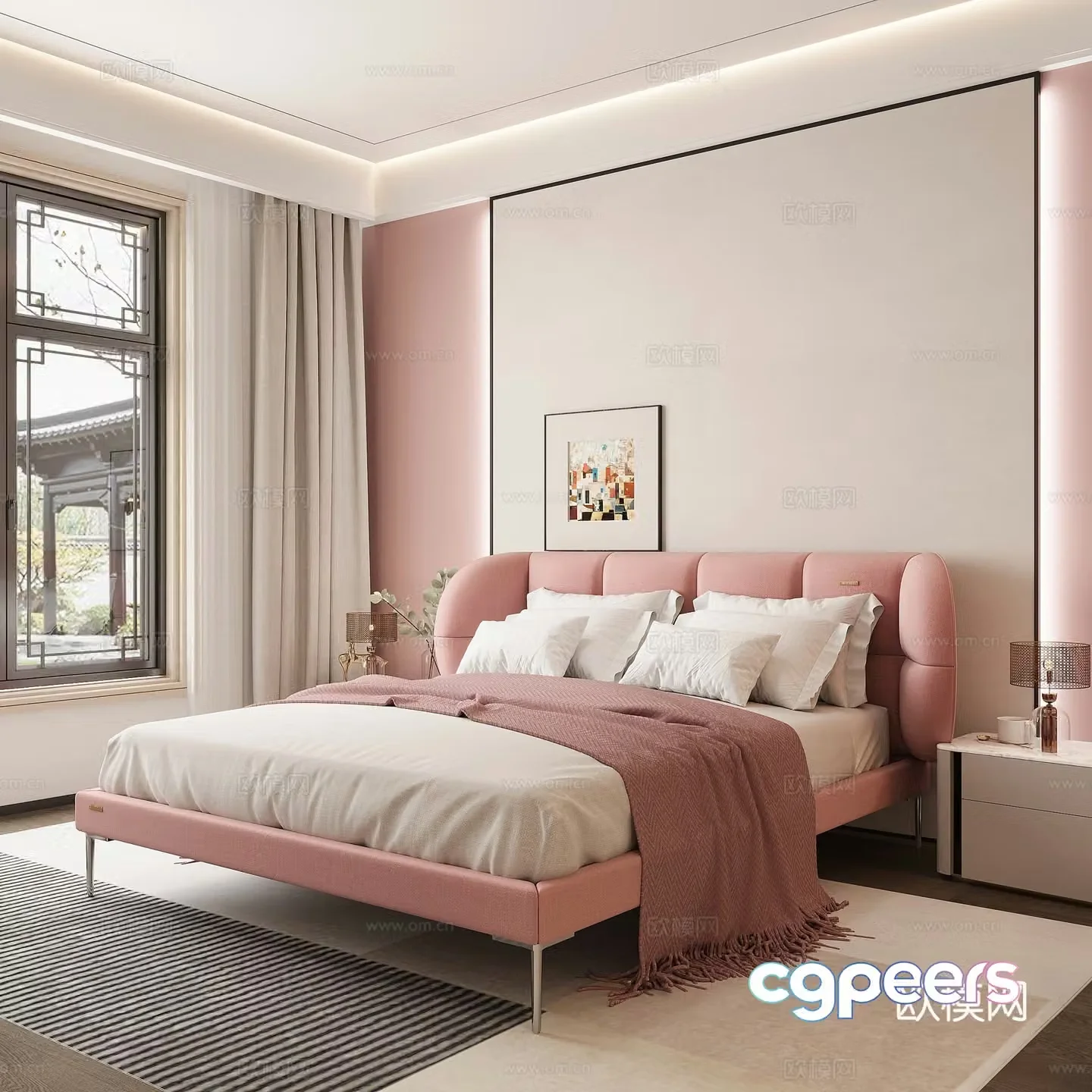 Home bedroom Double bed Master bedroom Jewelry ornaments 3D model