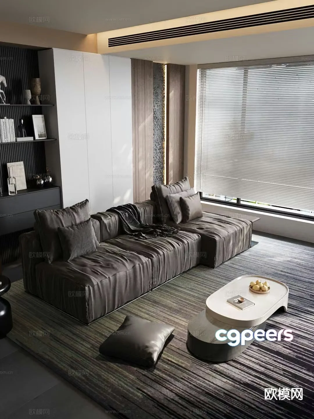 Italian three-seat sofa corner sofa 3D model