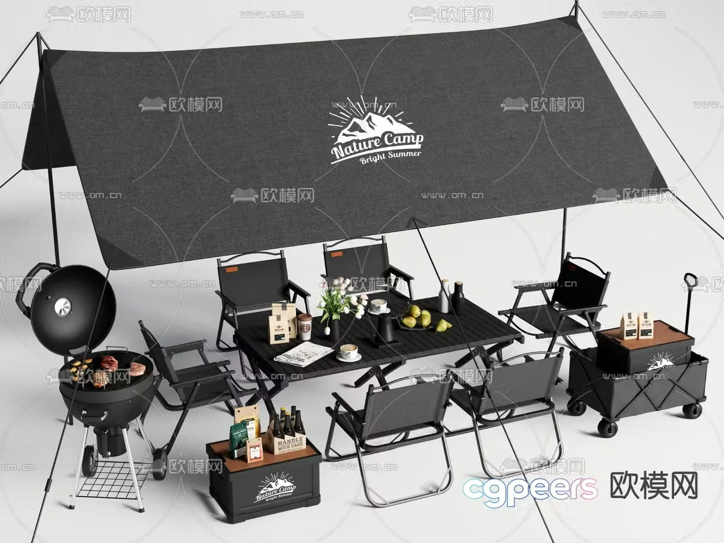 Outdoor tables and chairs camping tables and chairs 3d model