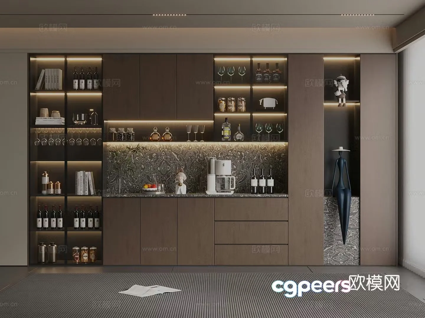 Middle style Italian wine cabinet sideboard wine cabinet shoe cabinet wine cabinet restaurant wine cabinet 3d model