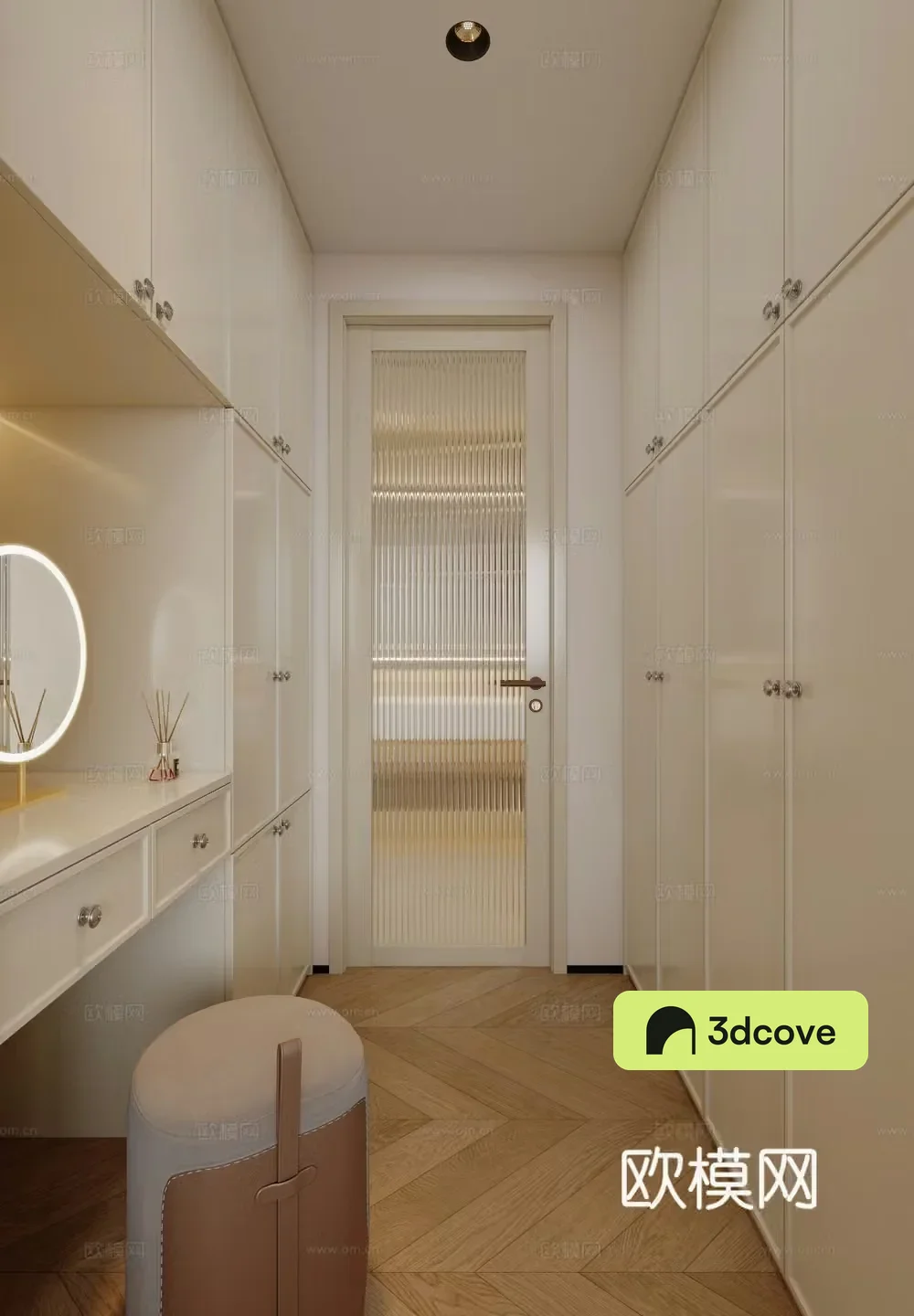 Modern cloakroom Wardrobe Creamy Clothes Dressing Table Dressing Room Light Luxury American