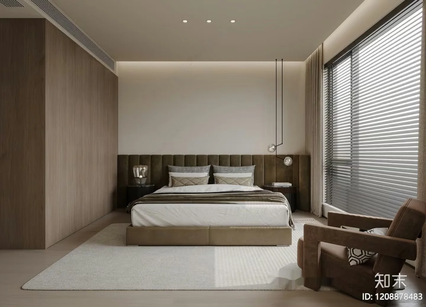 Modern Minimalist Bedroom 3D Model – 4424 – VRAY Render