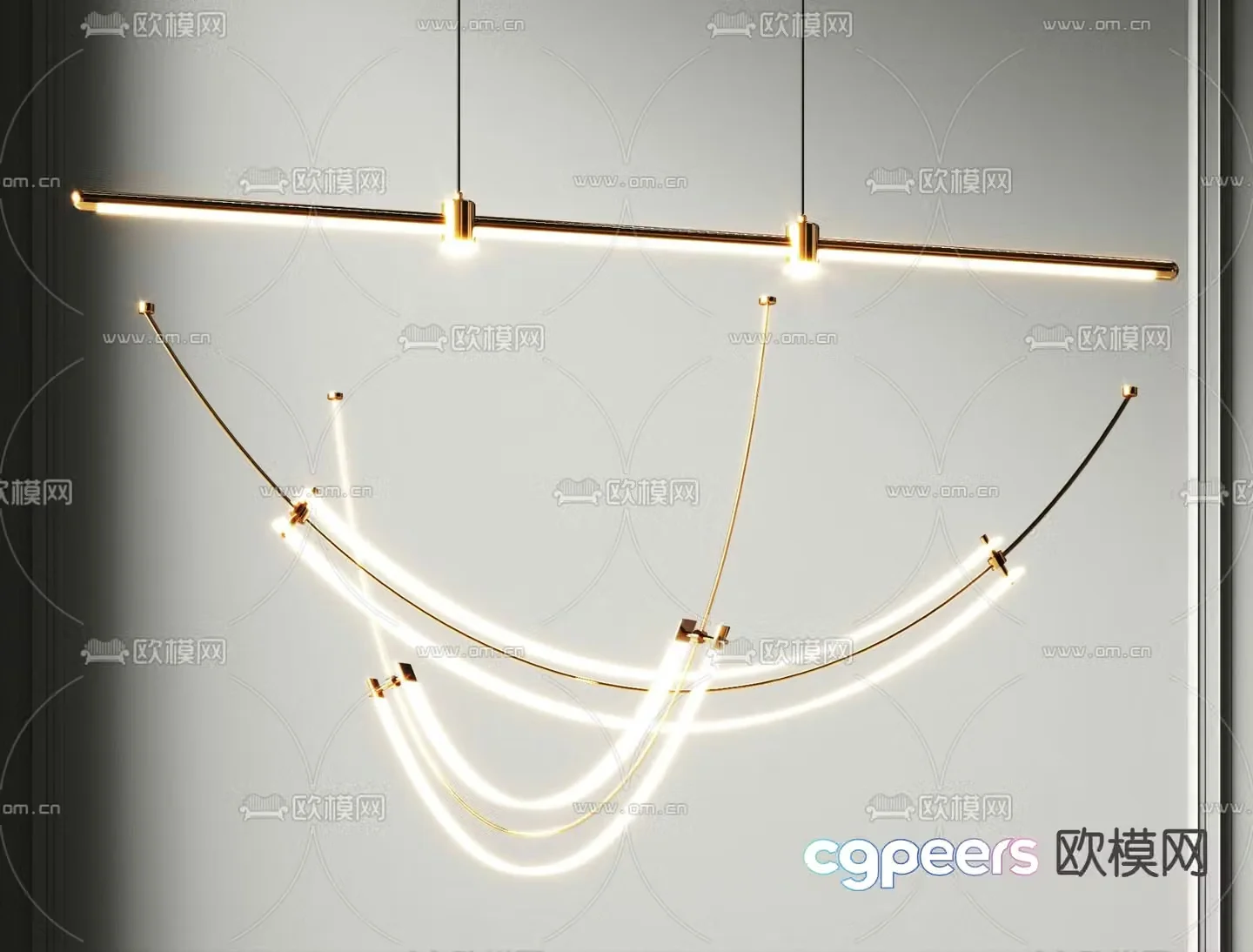 Art chandelier long chandelier 3d model