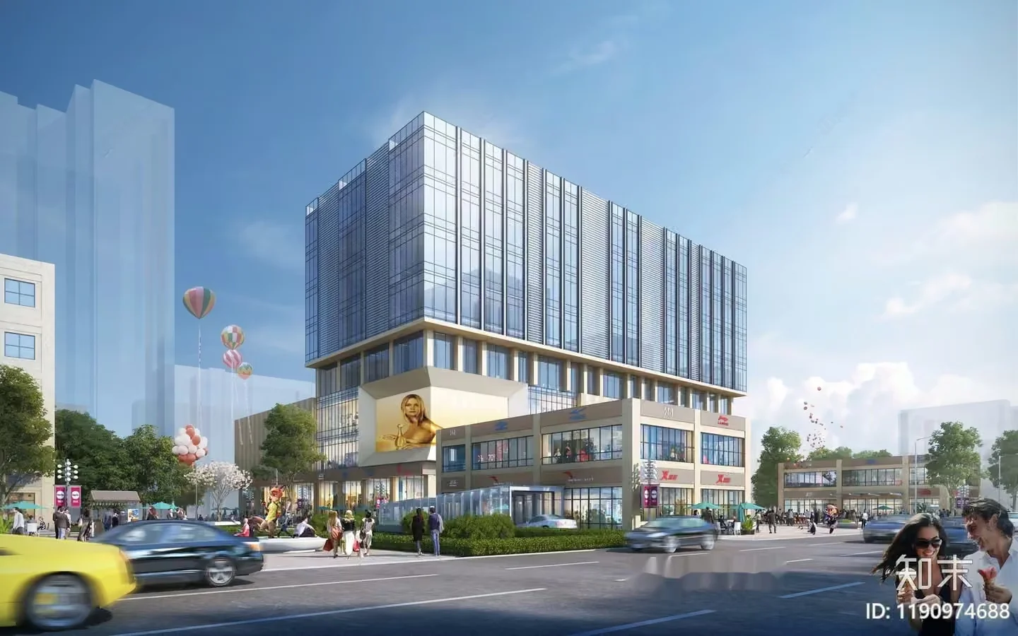 Modern Commercial Building 3D Model – 9674 – VRAY Render