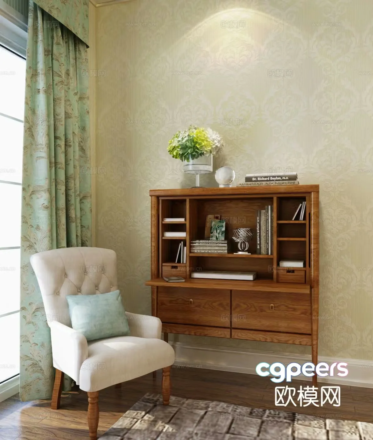 American entryway cabinet 3D model