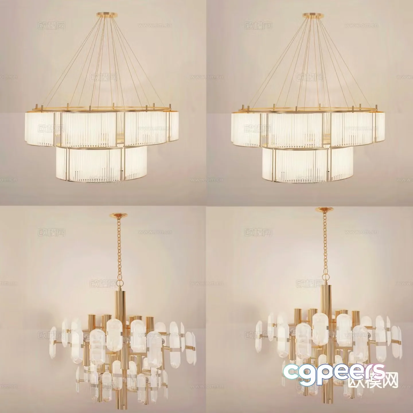 New Chinese style chandelier hall chandelier 3d model