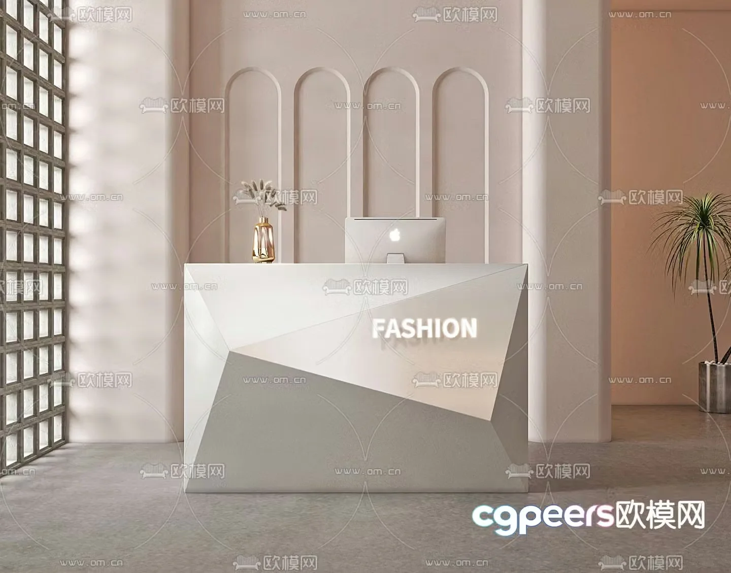 Front desk reception desk cashier 3d model