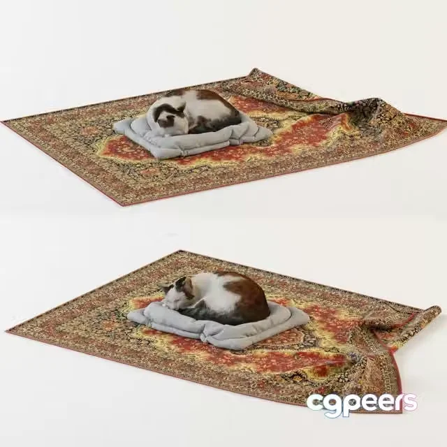 3ds Max Free – The cat sleeps on a pouf bed