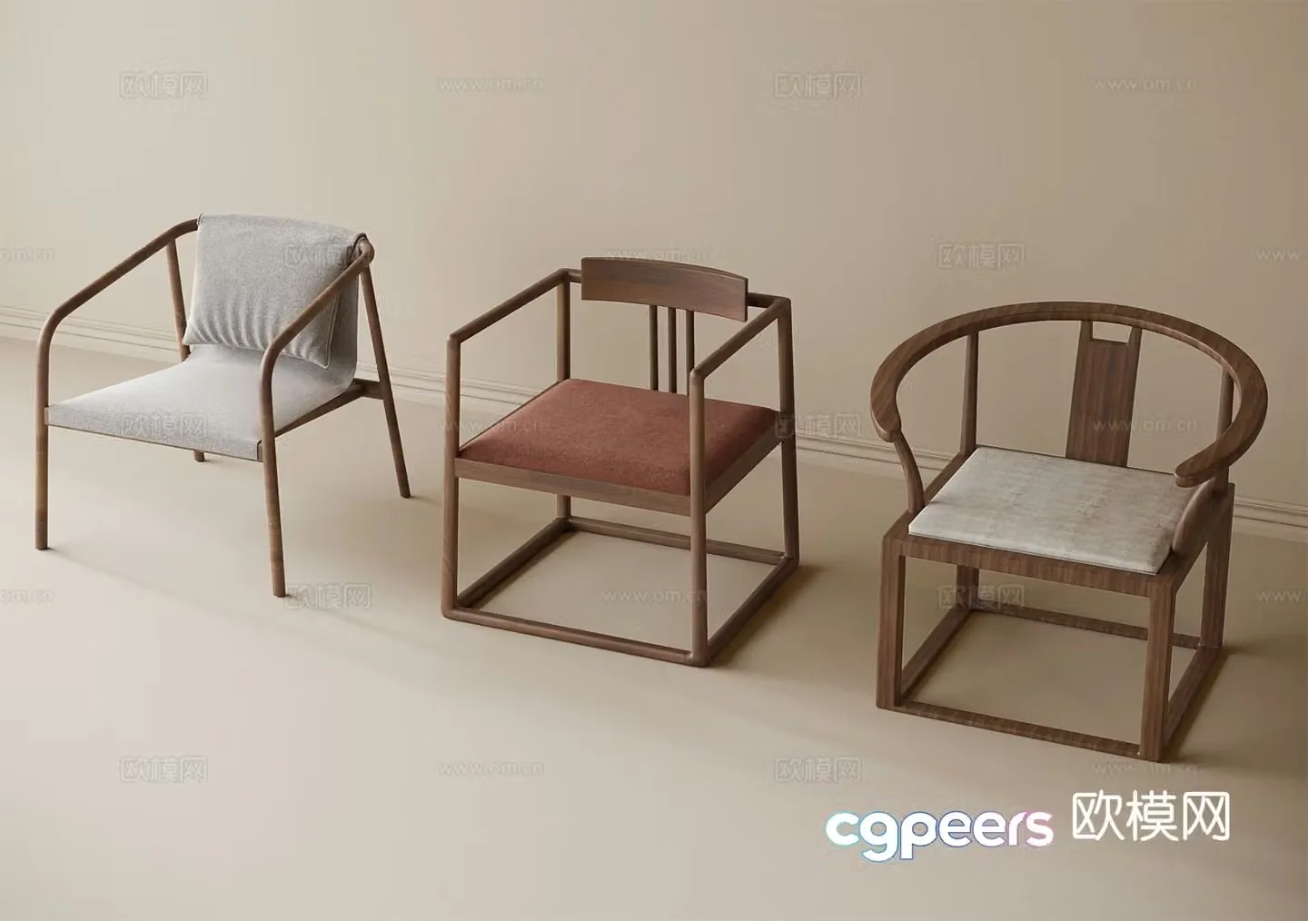 Chinese style single chair leisure chair tea chair book chair arm chair 3D model