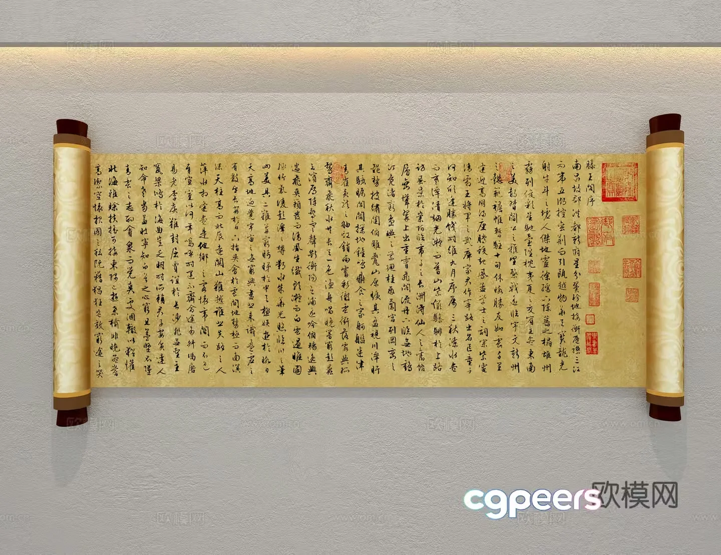 Chinese Lanting Preface scroll hanging paintings calligraphy and painting 3D model