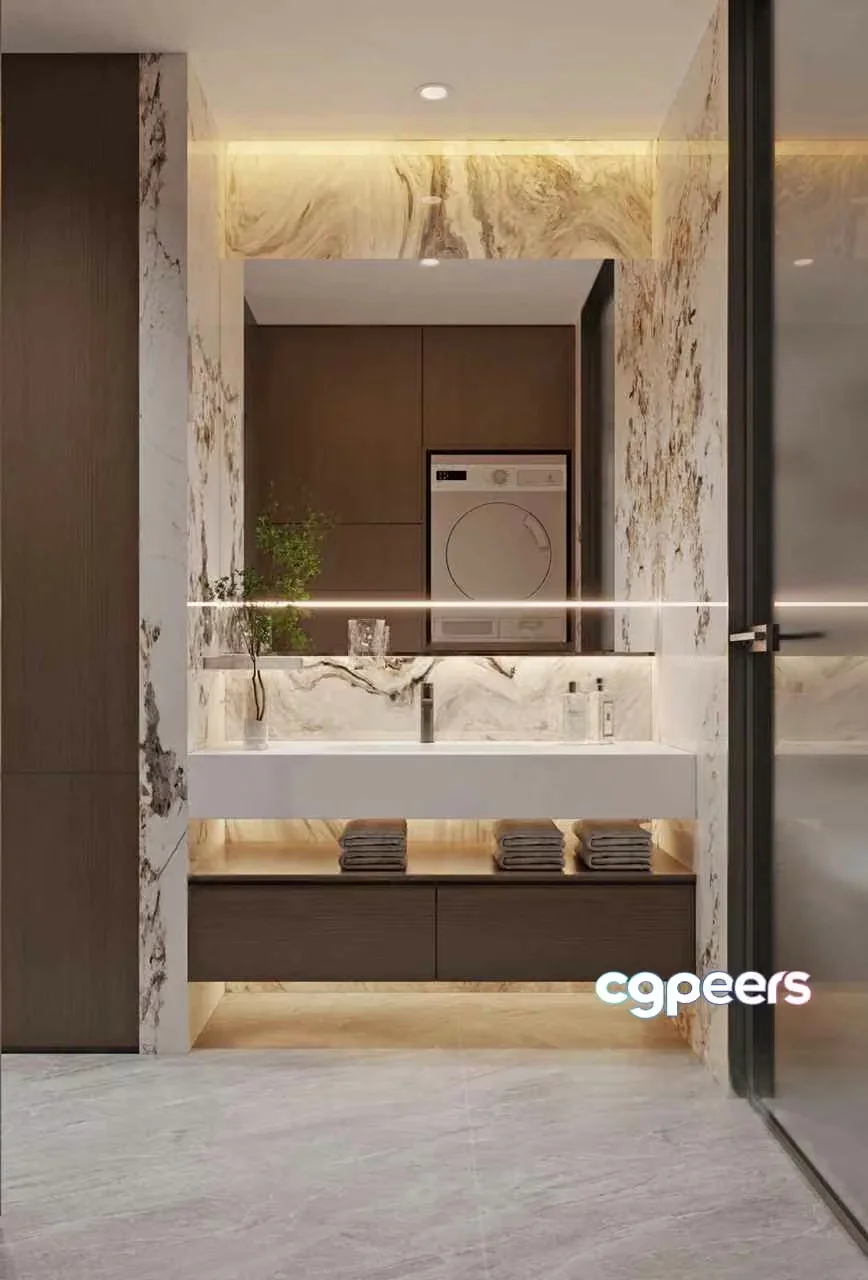 Modern Bathroom Design 3D Model – 9616 – CORONA Render