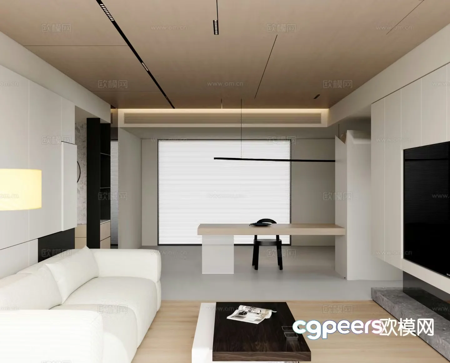 Minimalist restaurant 3d model