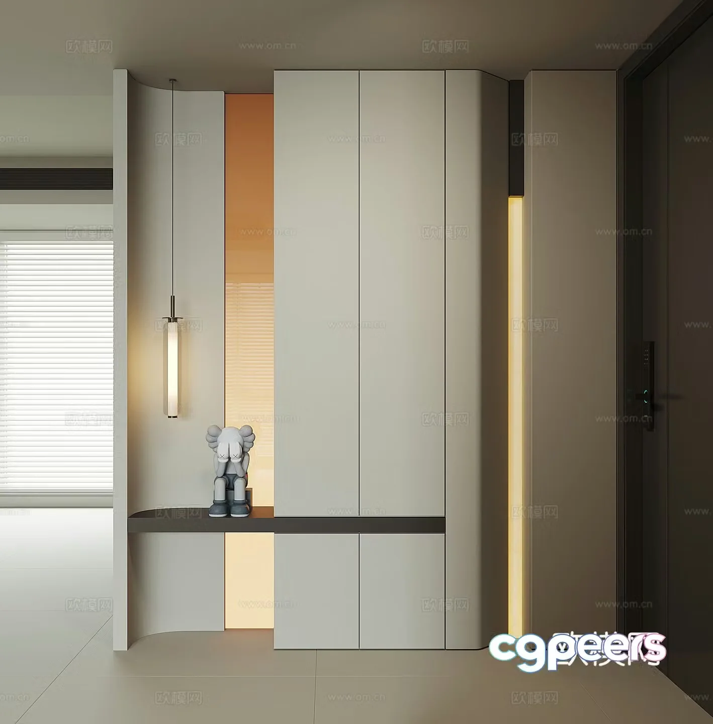Modern home entrance shoe cabinet 3D model