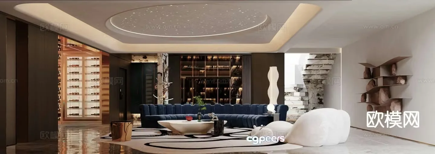 Light luxury basement leisure area entertainment area 3D model