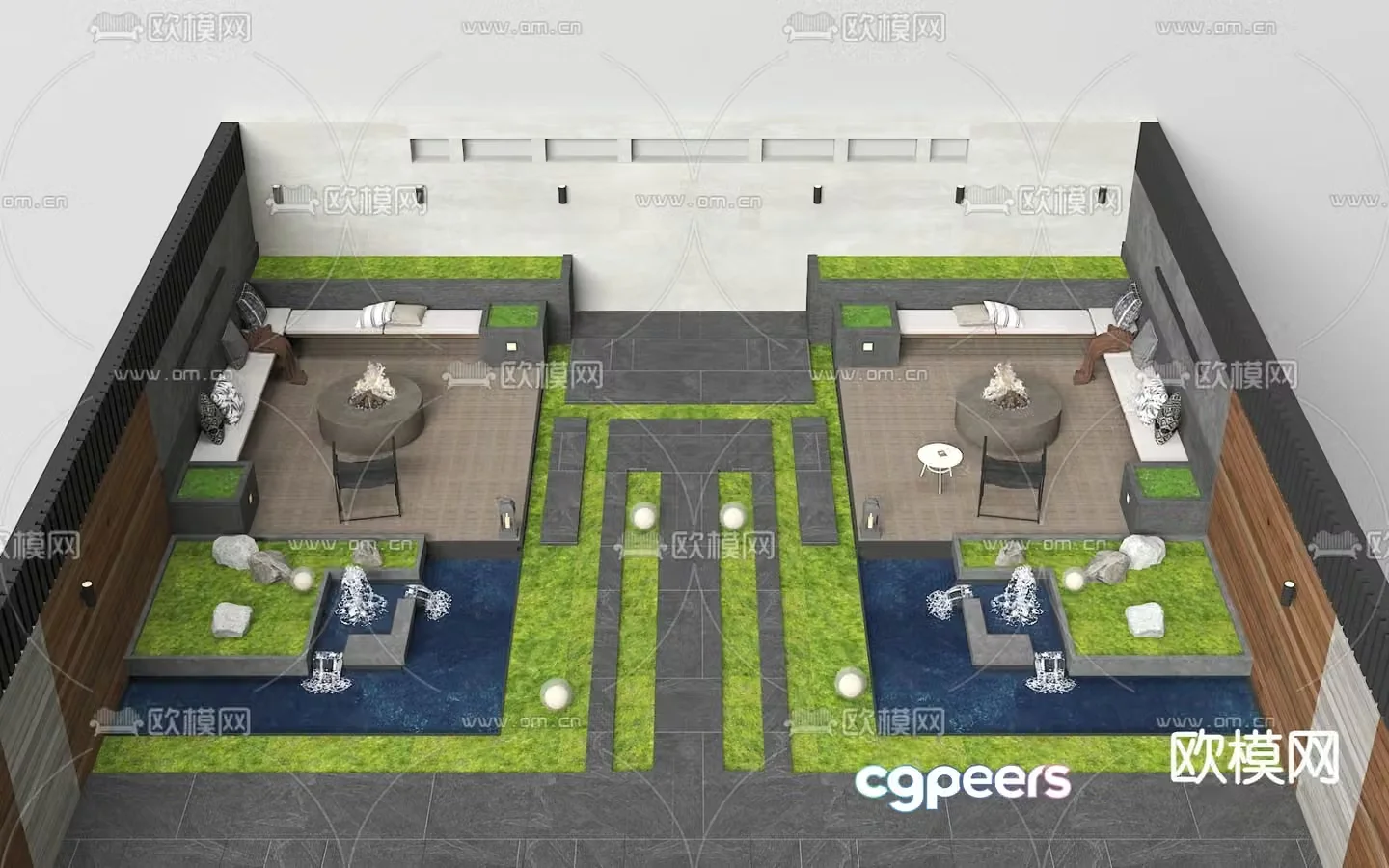 Courtyard landscape garden 3d model