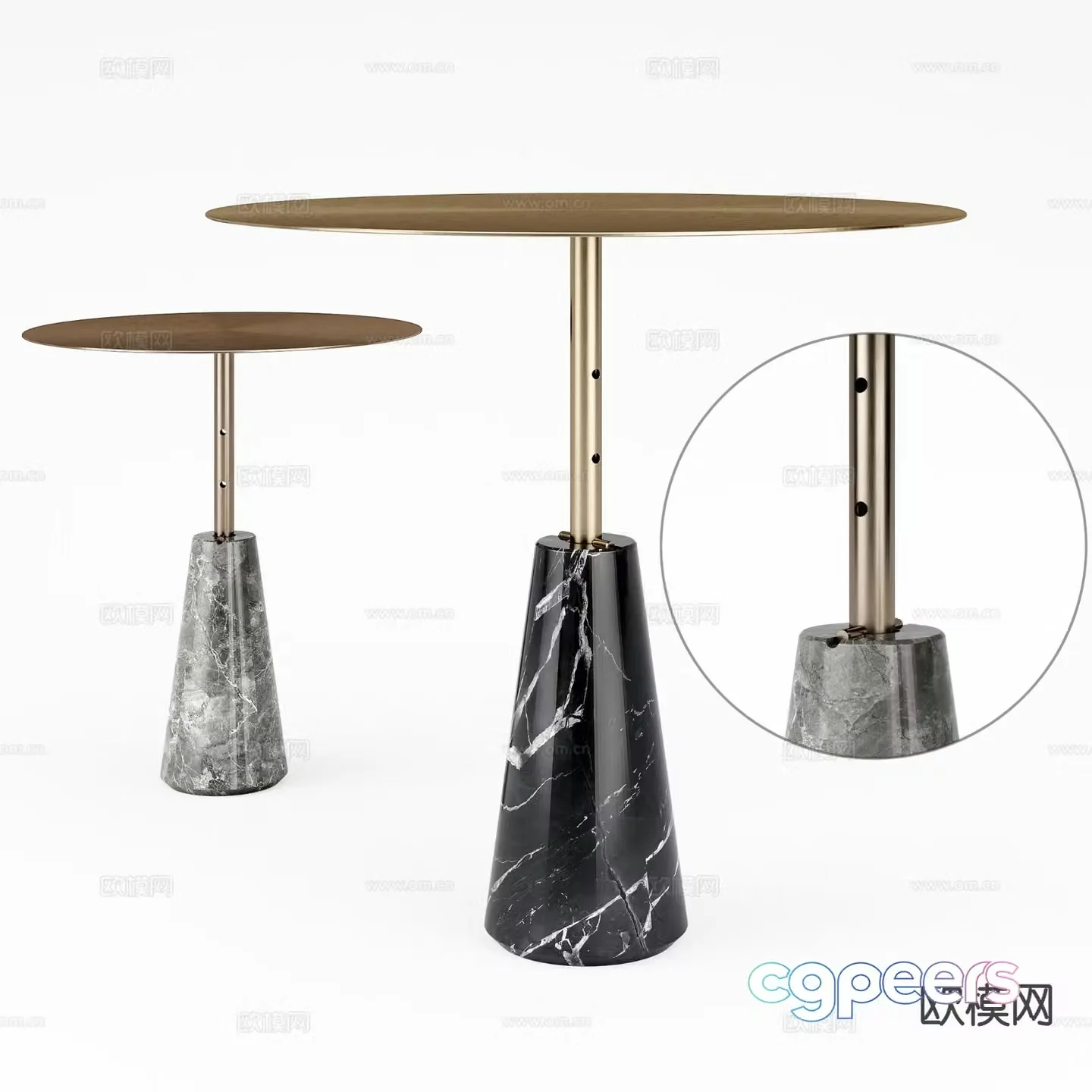 Light luxury corner table side table round table table table 3D model