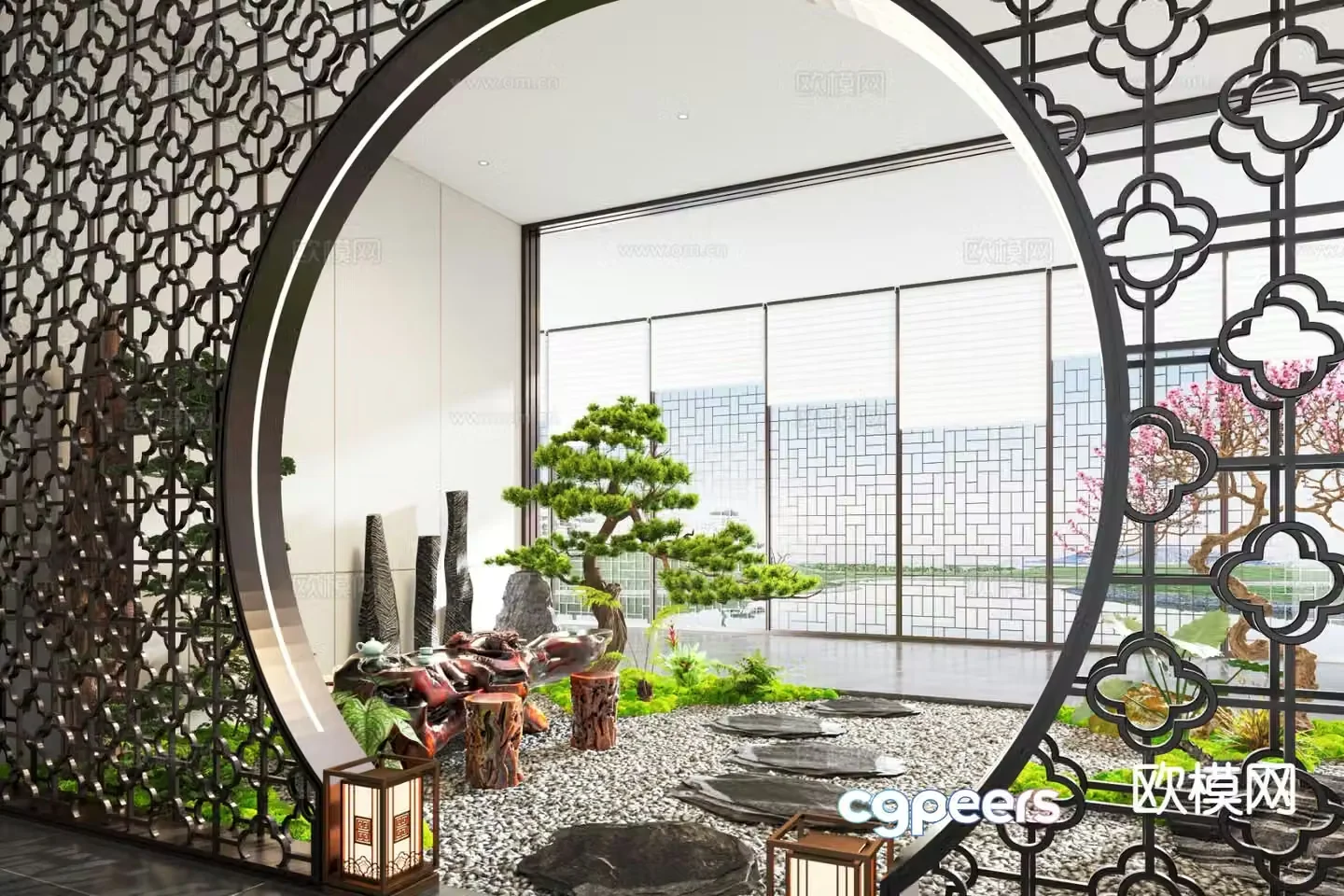 Indoor landscape landscaping landscape sketch plant landscaping 3d model